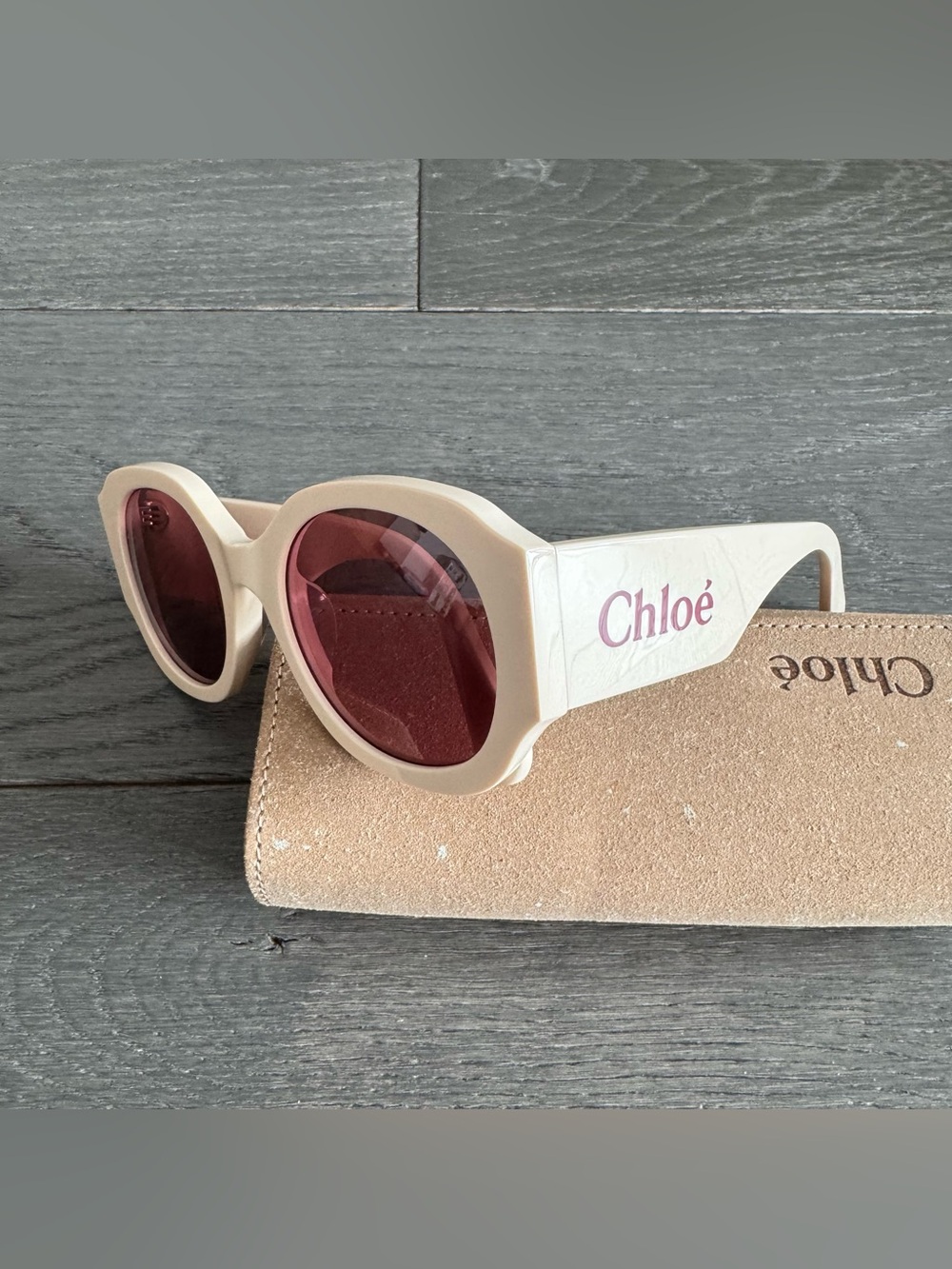 CHLOÉ Oversized Logo Round Acetate Sunglasses